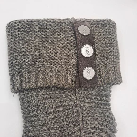 UGG Sweater Knit Foldover Boot Classic Grey Silver Warm Boho Casual Slouchy 8 - Picture 7 of 11